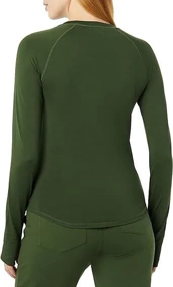 Amazon Essentials Women's Seamless Long-Sleeved T-Shirt Green Olive L
