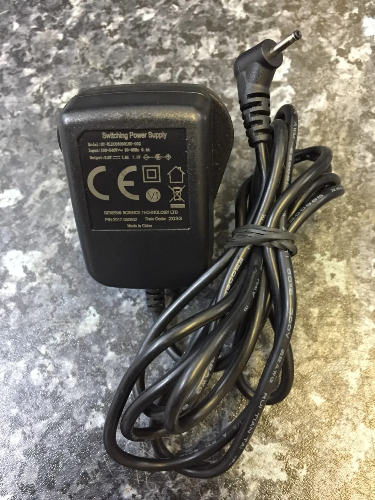 Genesis Science Gt-wldu05000150-002 P/n 2017-030602 5v 1500ma UK Adapter