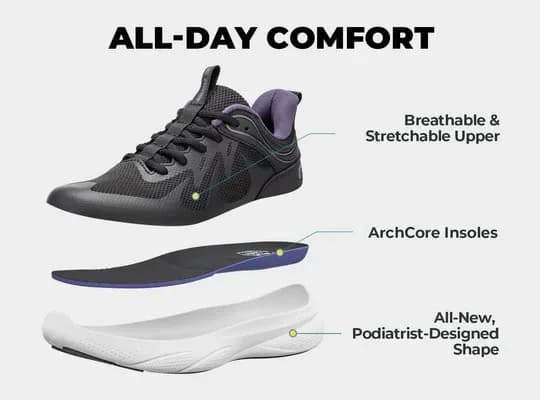 FitVille Women’s ZephyrLite V4 Women’s Trainers – UK Black/Plum UK 4 EW