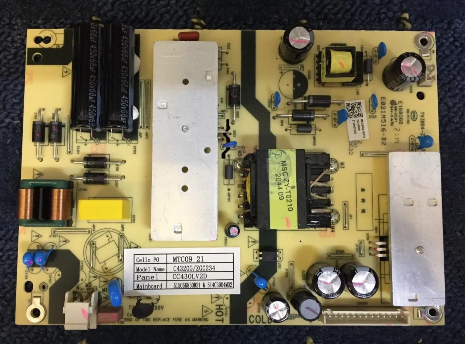 POWER PSU SUPPLY BOARD FOR CELLO C4320G/ZG0234 TV