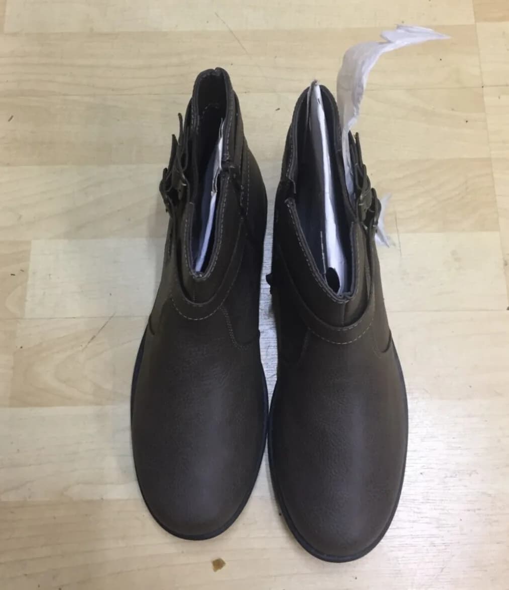 WOMENS DOUBLE BUCKLE BROWN CHELSEA BOOTS SHOES UK 6
