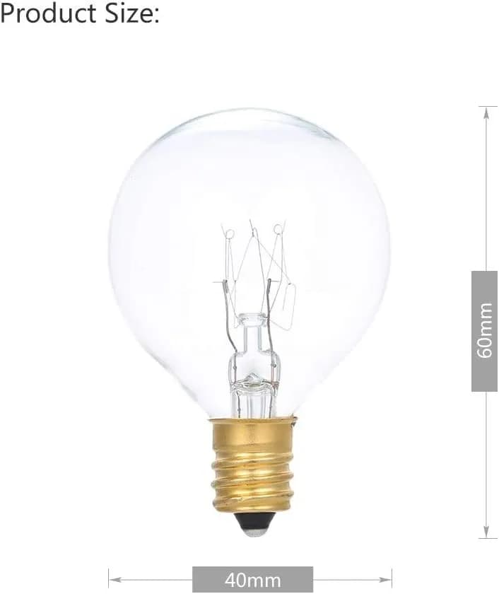 G40 Globe Tungsten Incandescent Bulb Lamp 25 Pack E12 Base Socket Holder 7w