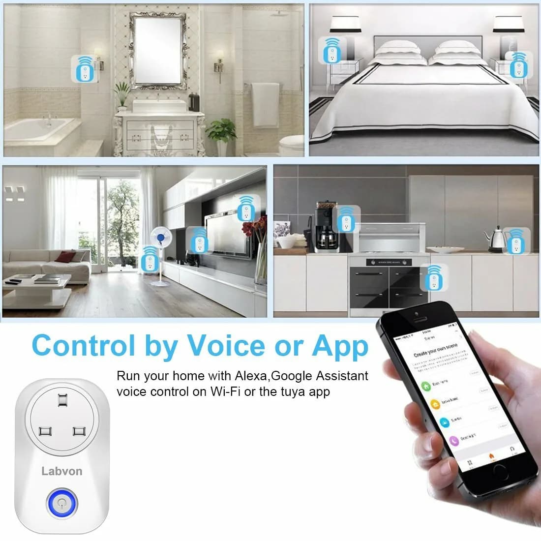 Kimitech UK Smart Plug No Hub Required Wi-Fi Control your Devices from Anywhere