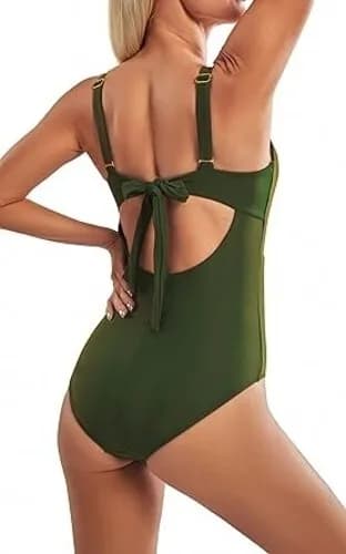 JOYSPELS Womens Swimsuits Tummy Control V Neck One Piece Bathing Suit High Waist