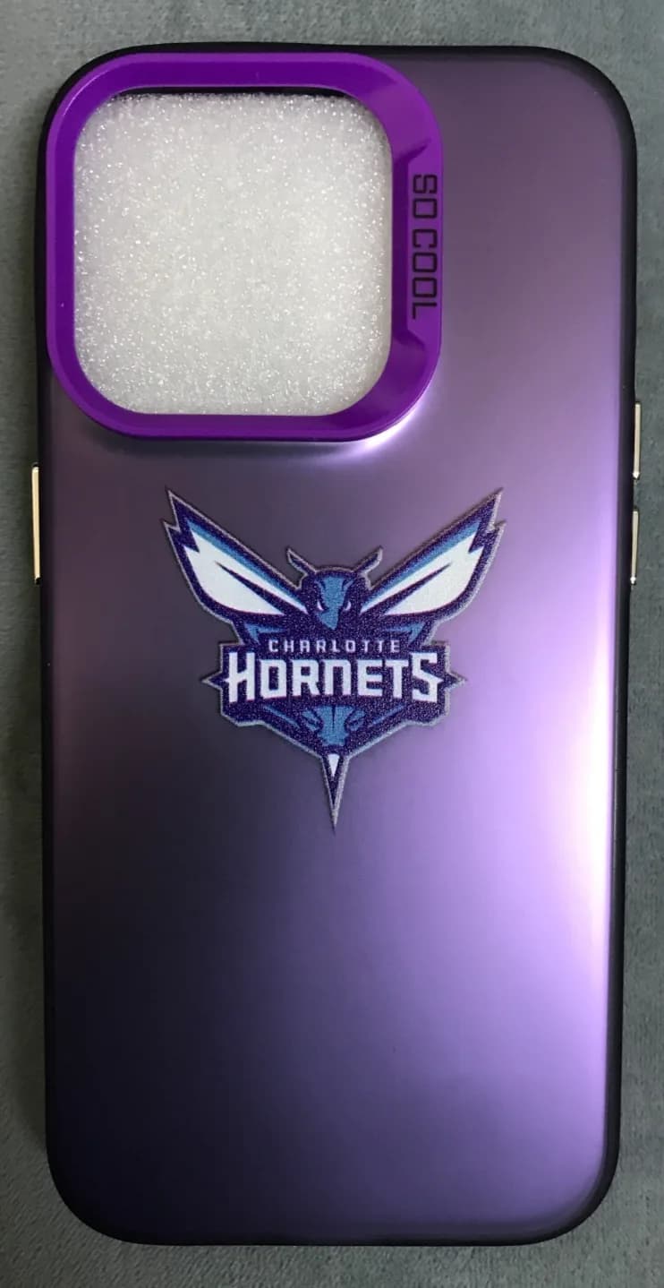 Charlotte Hornets iPhone 15 Pro Case Purple Shockproof NBA Basketball Cover High
