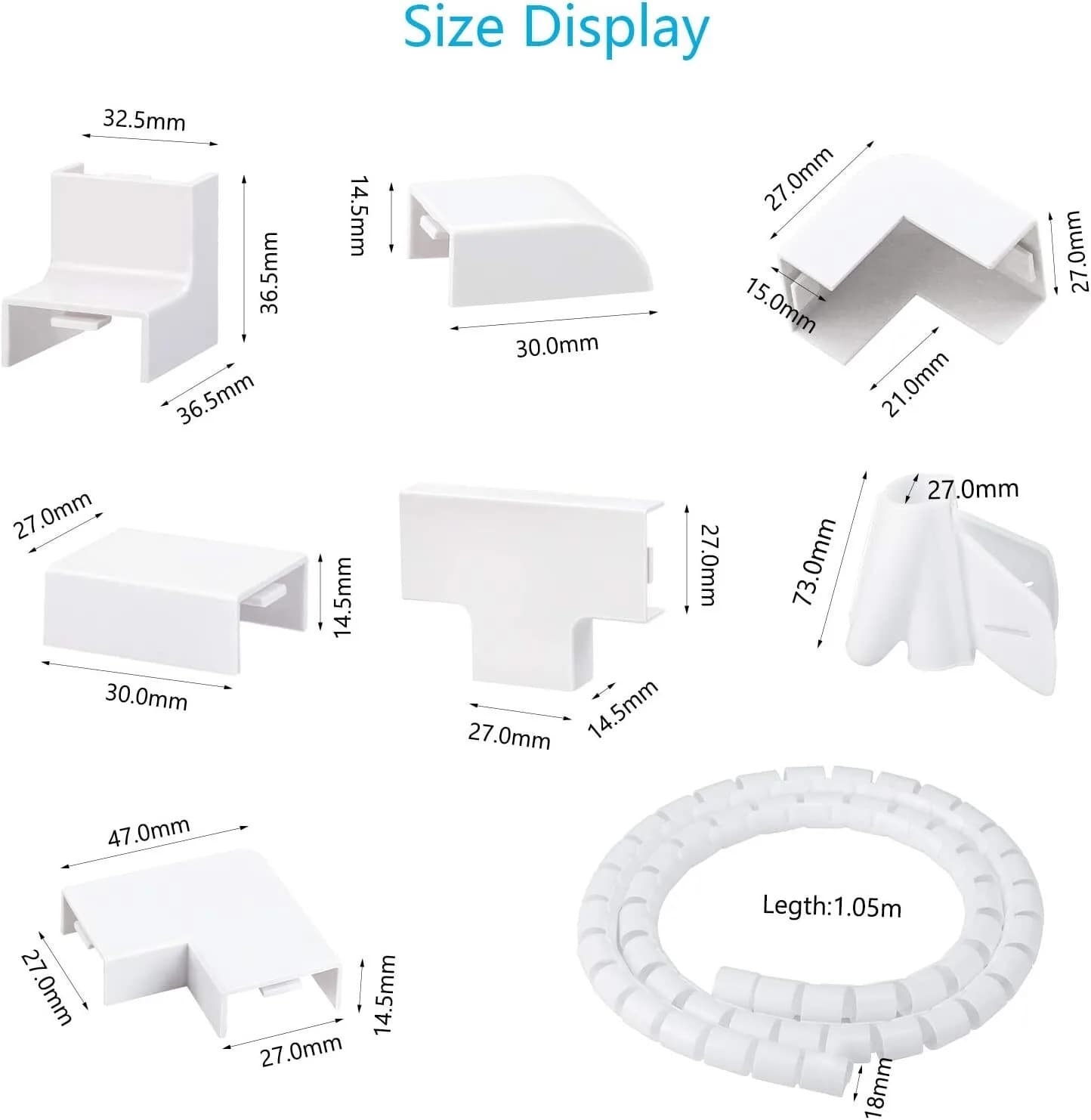 LAMEK 24×14mm Cable Trunking Accessory,12pcs Cable Wall Cover Kit Paintable Wire