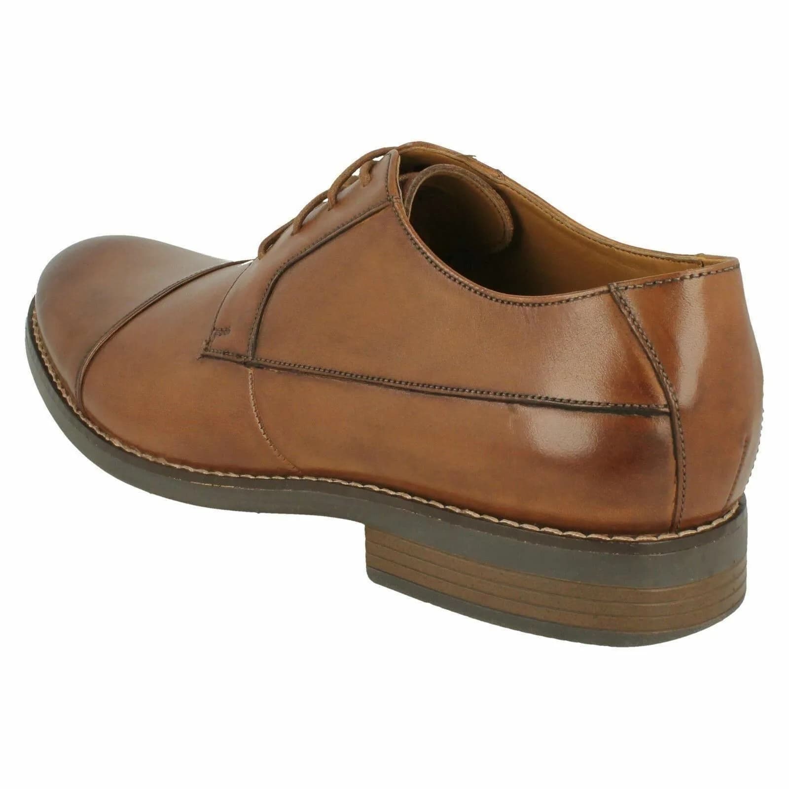 MENS CLARKS BECKEN CAP LACE UP SMART CLASSIC TOE CAP LEATHER FORMAL SHOES TAN 7H