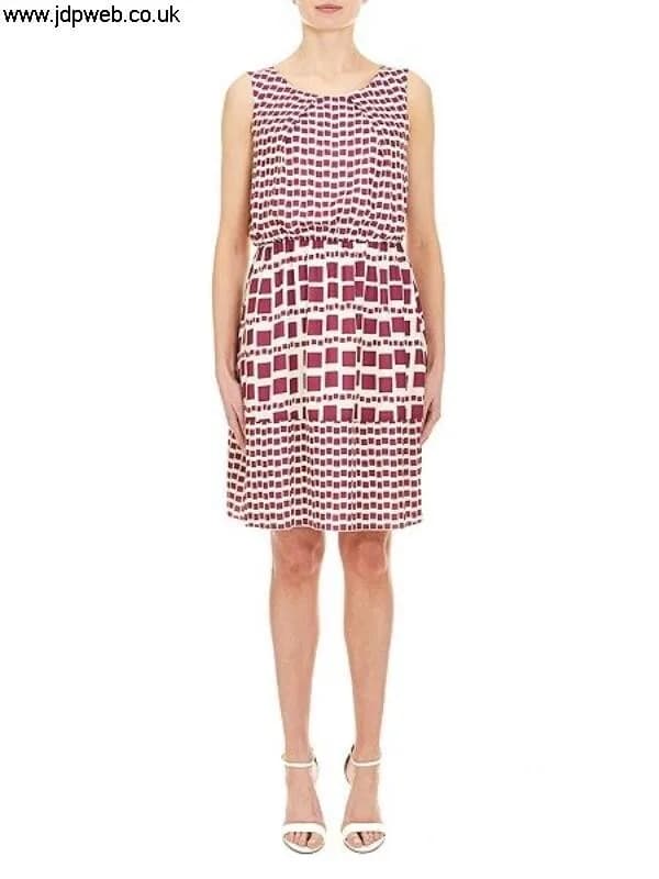 Marylebone Tile Print Dress From Nougat London Size 10 Uk Raspberry Combo