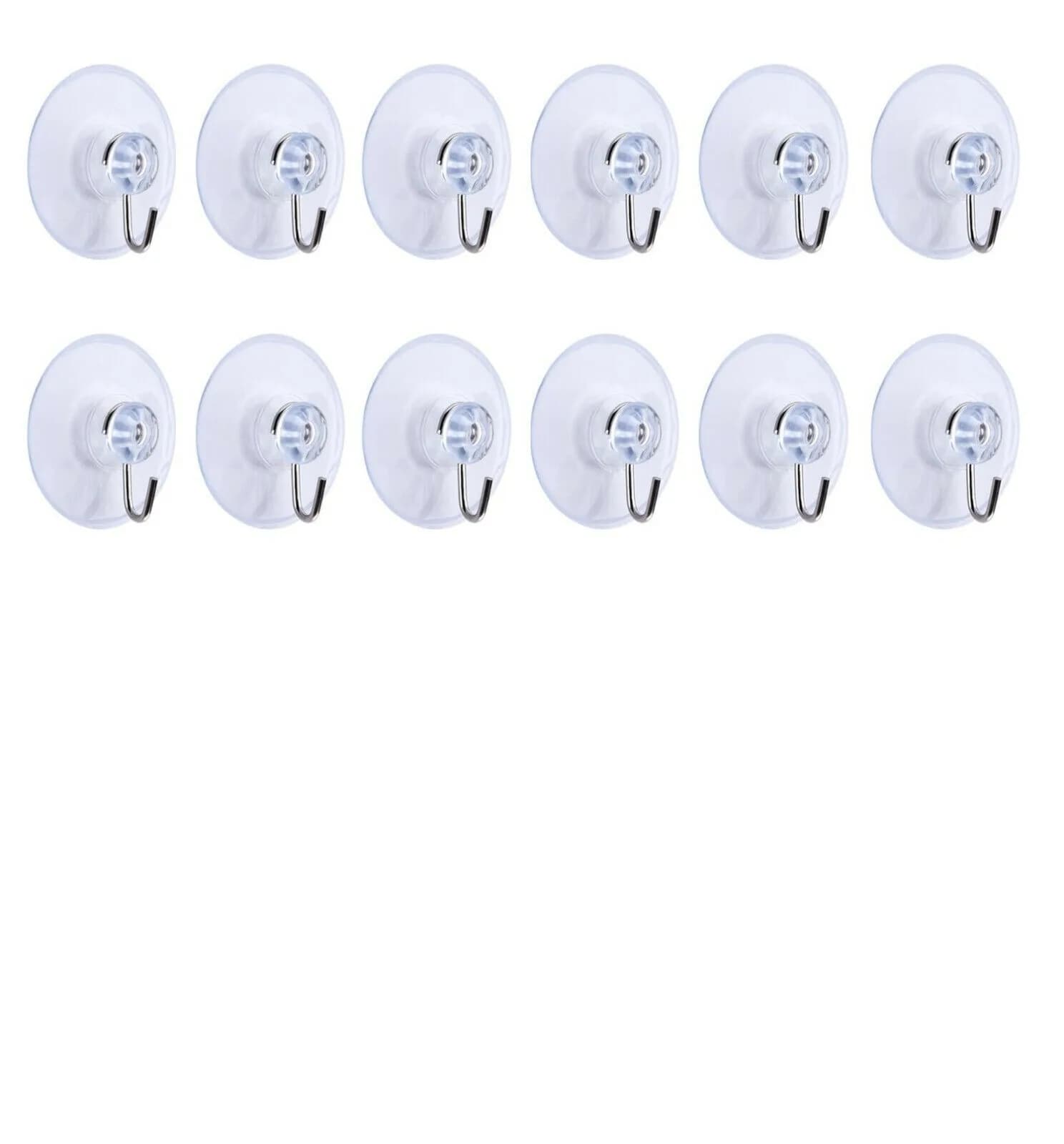 12 PACK 45mm Bathroom Kitchen Suction Cup Wall Hooks Hangers