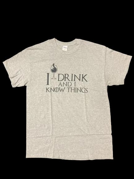 I Drink and I Know Things Funny Game Of Thrones Men's T-Shirt Heavy cotton Grey