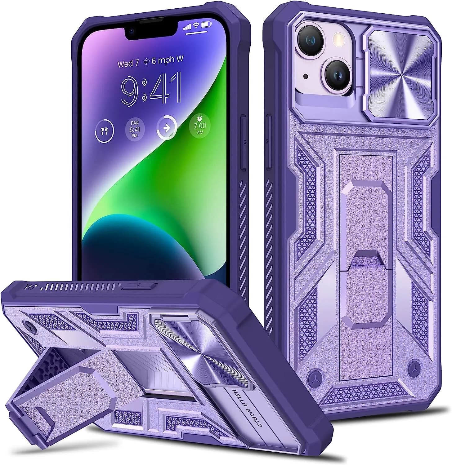 Shockproof Rugged Case For iPhone 14 Plus 6.7" Purple slide Camera Cover Kicksta