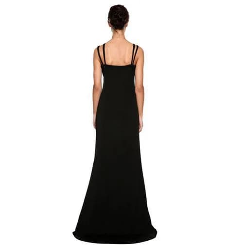 Angvns Sexy Women Strap Bodycon Slim Pencil Irregular Hem Maxi Party Dress Black