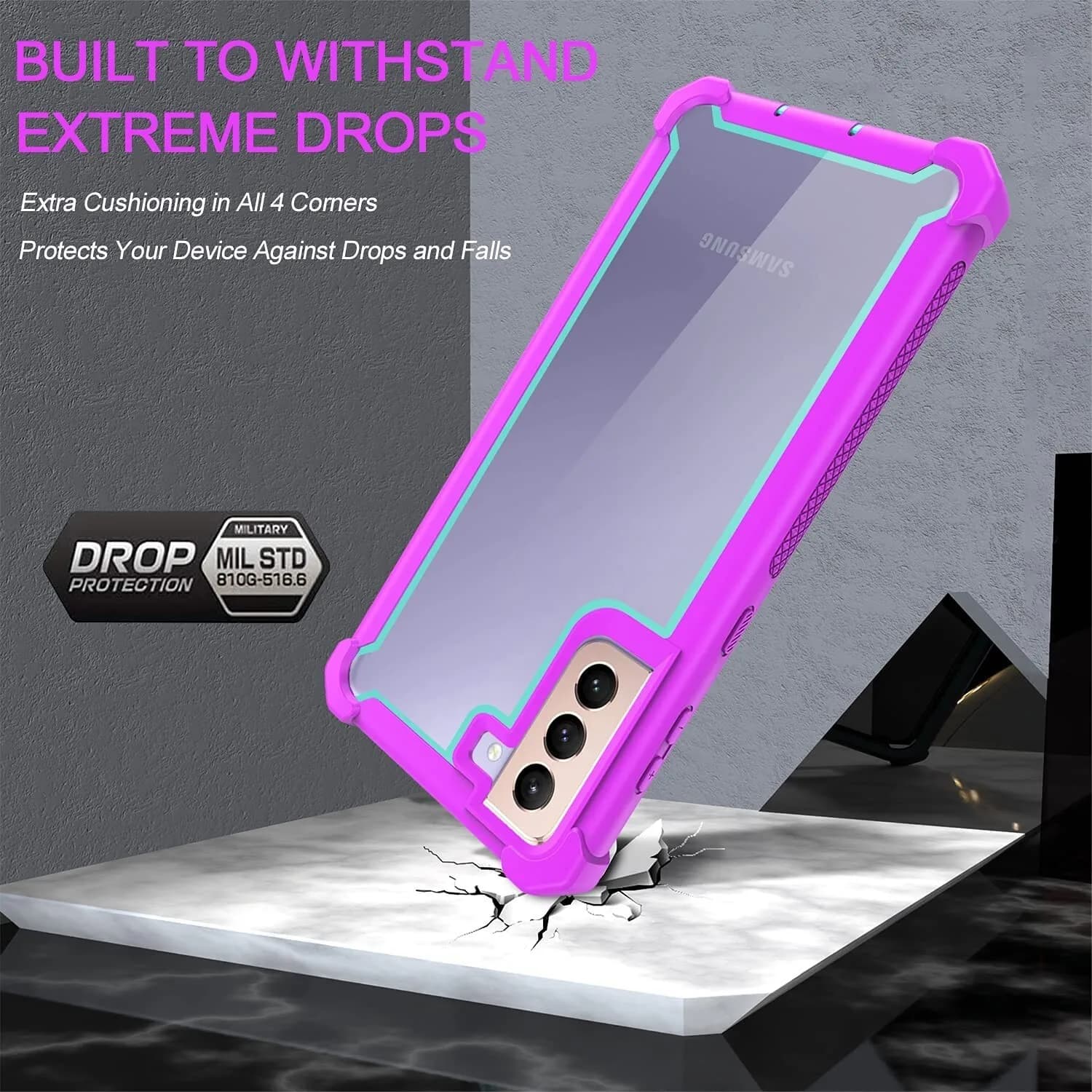MacBean Purple Back Case for Samsung Galaxy S21 with Screen Protector Sticker