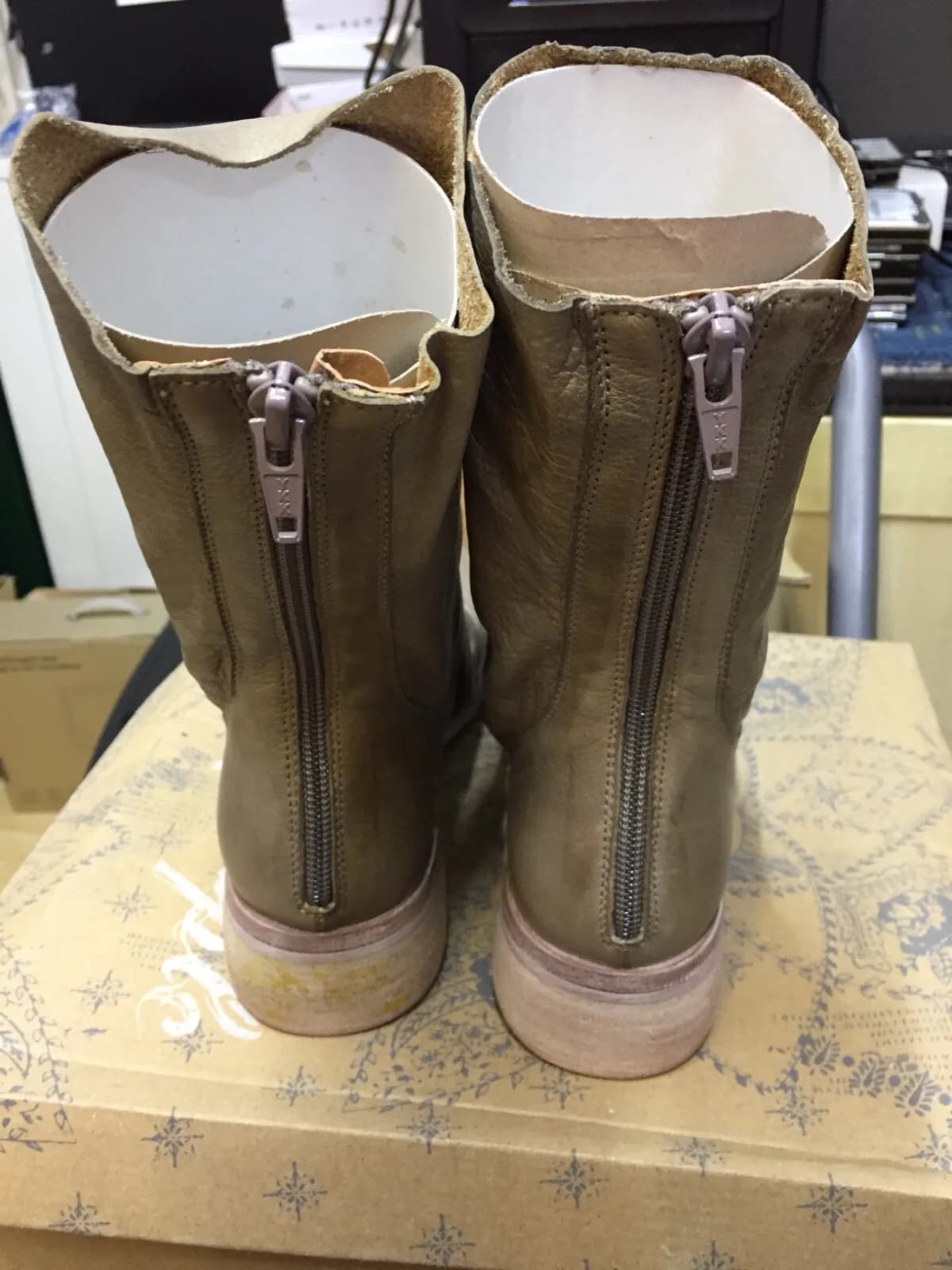 Free People Sutton Tight Slouch Boots In Taupe, Size US 6.5 / EU 36.5 uk 3.5