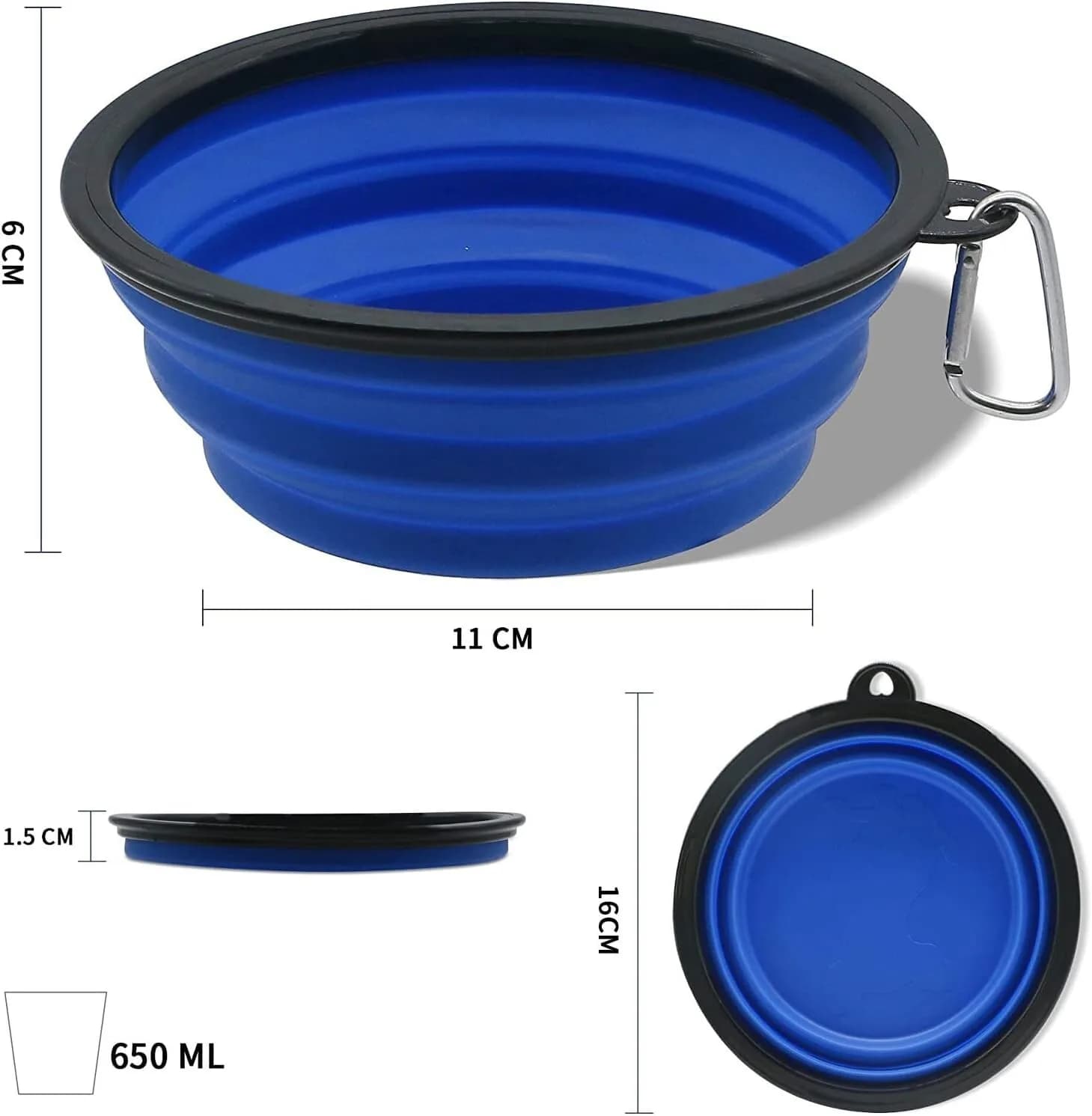 Sunlotus 2 Pack 650ml Collapsible Dog Bowl Portable Feeder for Dog Pet Food Wate