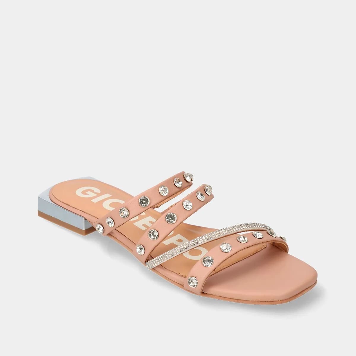WOMENS GIOSEPPO BRISBANE SLIPPER SANDAL NUDE UK SIZE 6 EUR 39 Crystal Bling