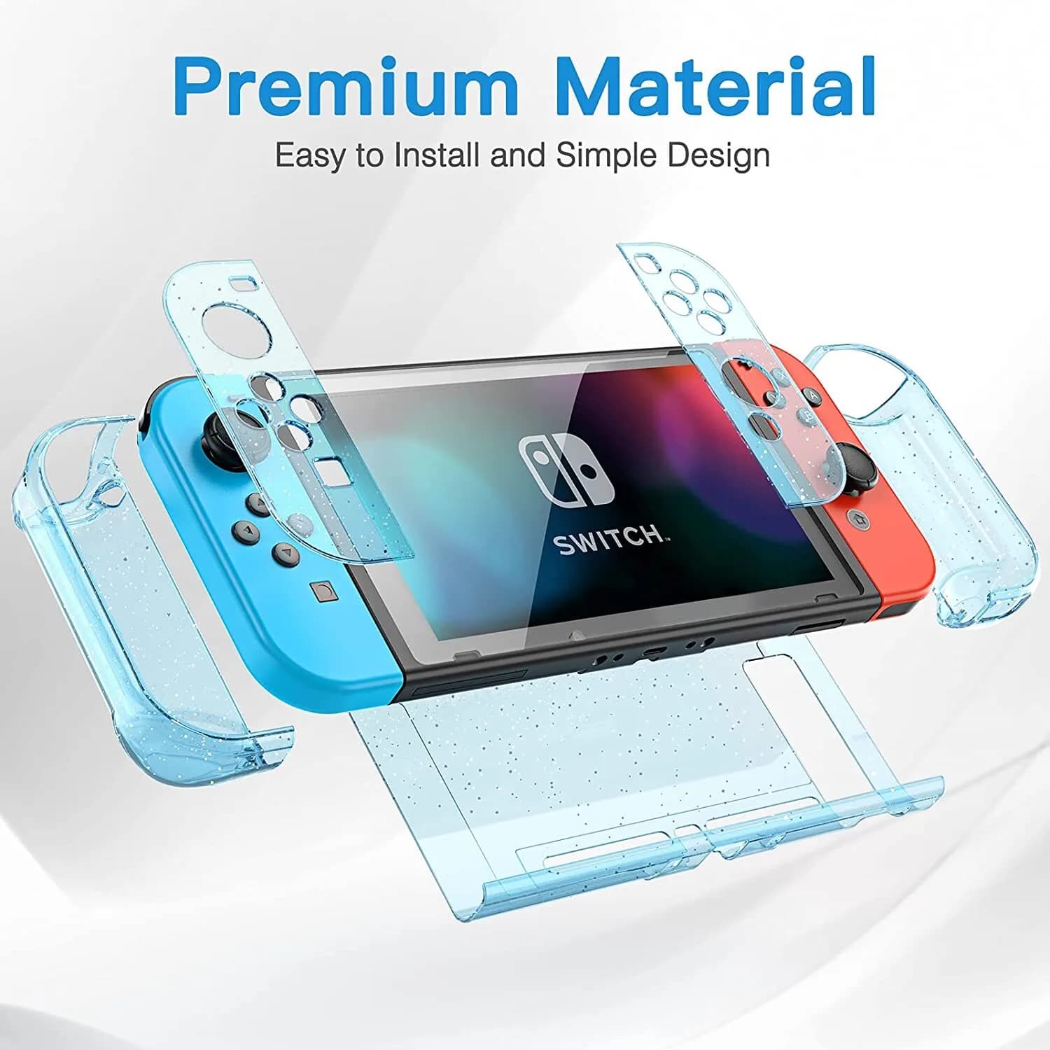 Crystal Case Cover Compatible with Nintendo Switch, Dockable Glitter Bling