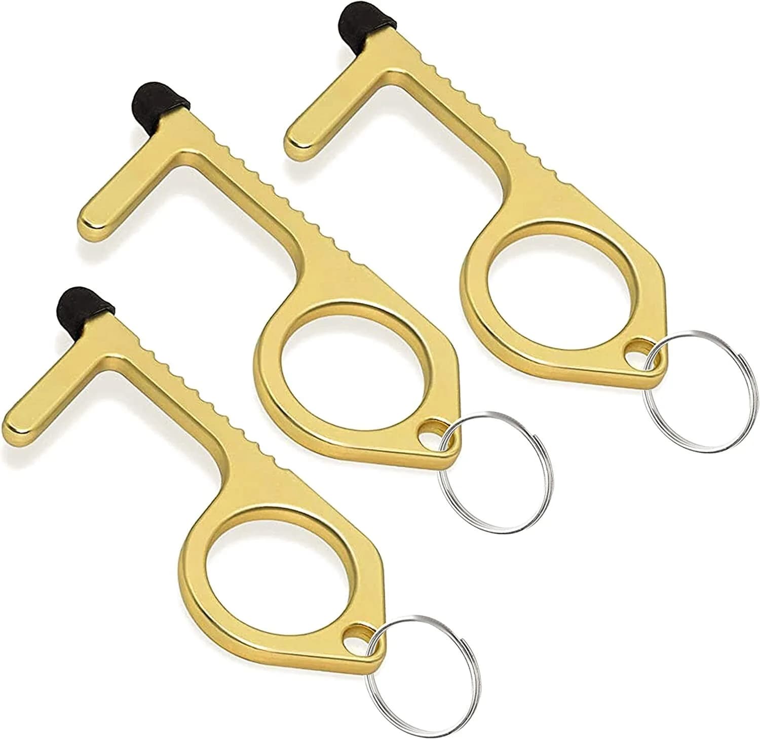 Mobi Lock Brass Door Opener Tool Touchless Germ-Free Button Pusher Key Ring