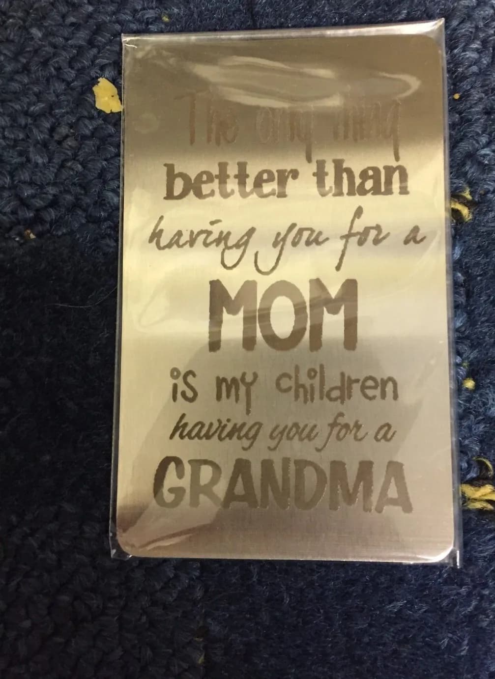 Mum Mom Grandma Card Engraved Wallet Card Gift Silver present Mother's Day etc
