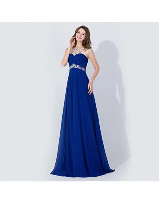 New **** Sexy Backless Beaded Chiffon Long Evening Gown 2020 Prom Dress Navy