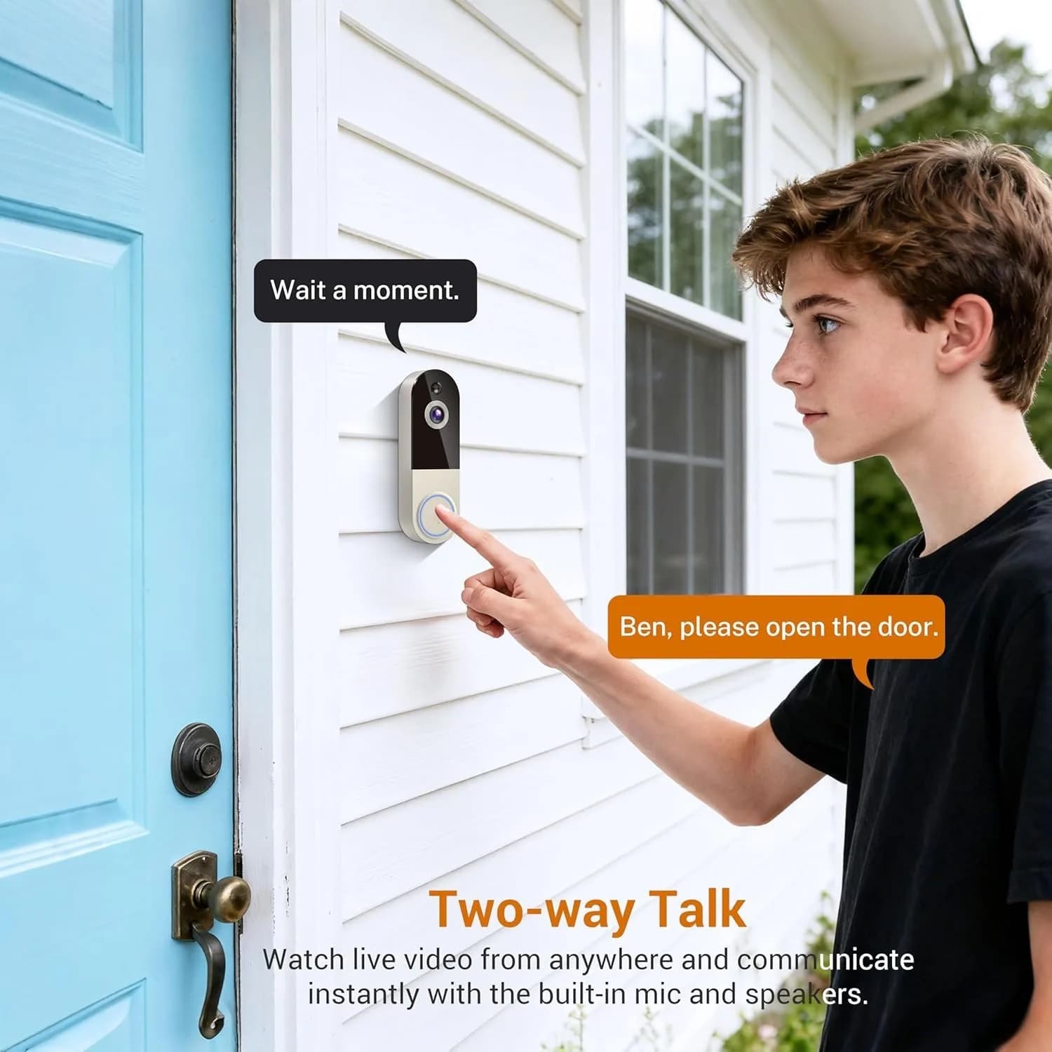 1080P Wireless Video Doorbell Camera, AI Human Detection, Night Vision, 2-Way Au