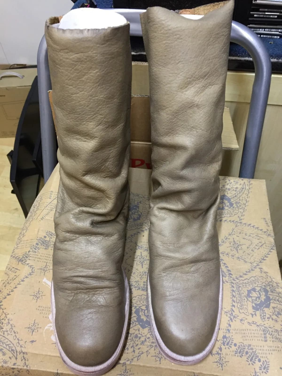 Free People Sutton Tight Slouch Boots In Taupe, Size US 6.5 / EU 36.5 uk 3.5