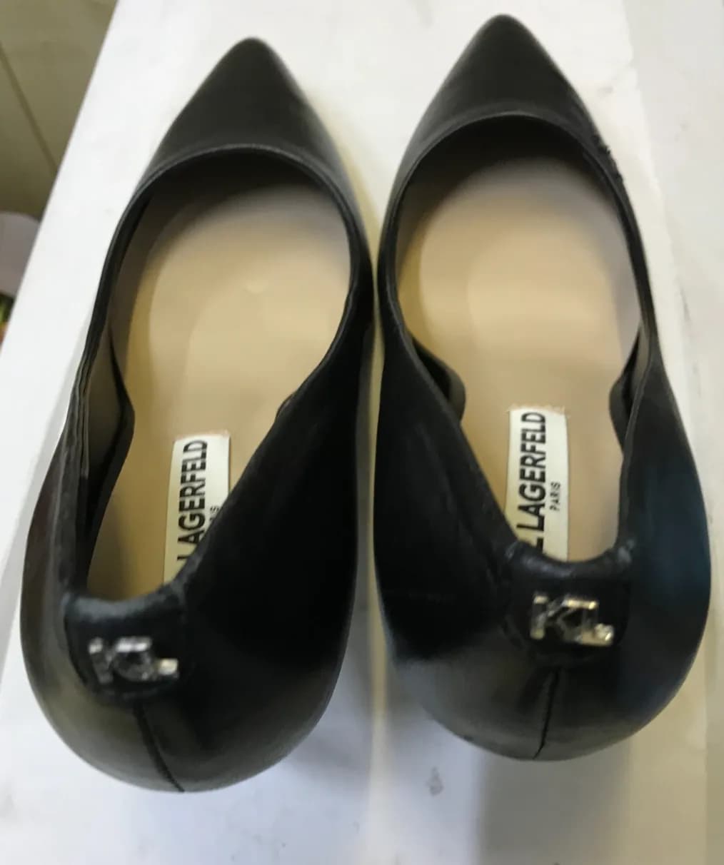 Karl Lagerfeld Paris Royale Size US 5.5 / EU 35.5 Black Leather Pump Stiletto He