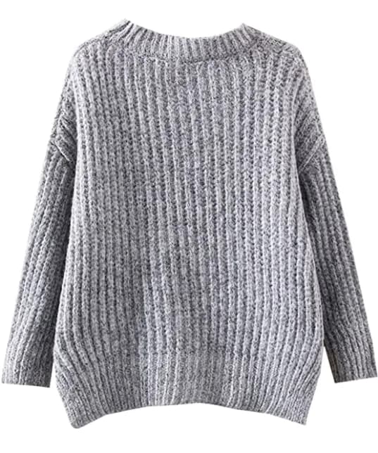 Futurino Women's Autumn/Winter Drop Sleeve Cropped Side Split Cable Knit Sweater