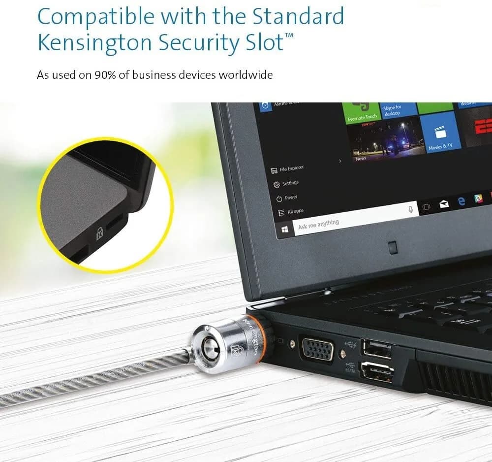 Kensington Laptop Lock - MicroSaver Keyed Laptop Lock with High-Carbon, Cut-Resi