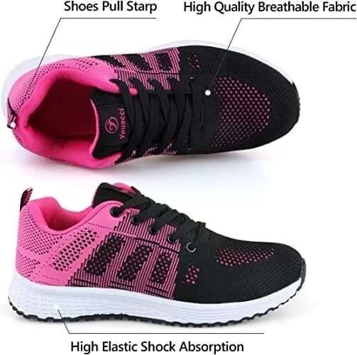 Youecci Women Lightweight Walking Shoes Ladies Lace Up Sneakers Running Trainer