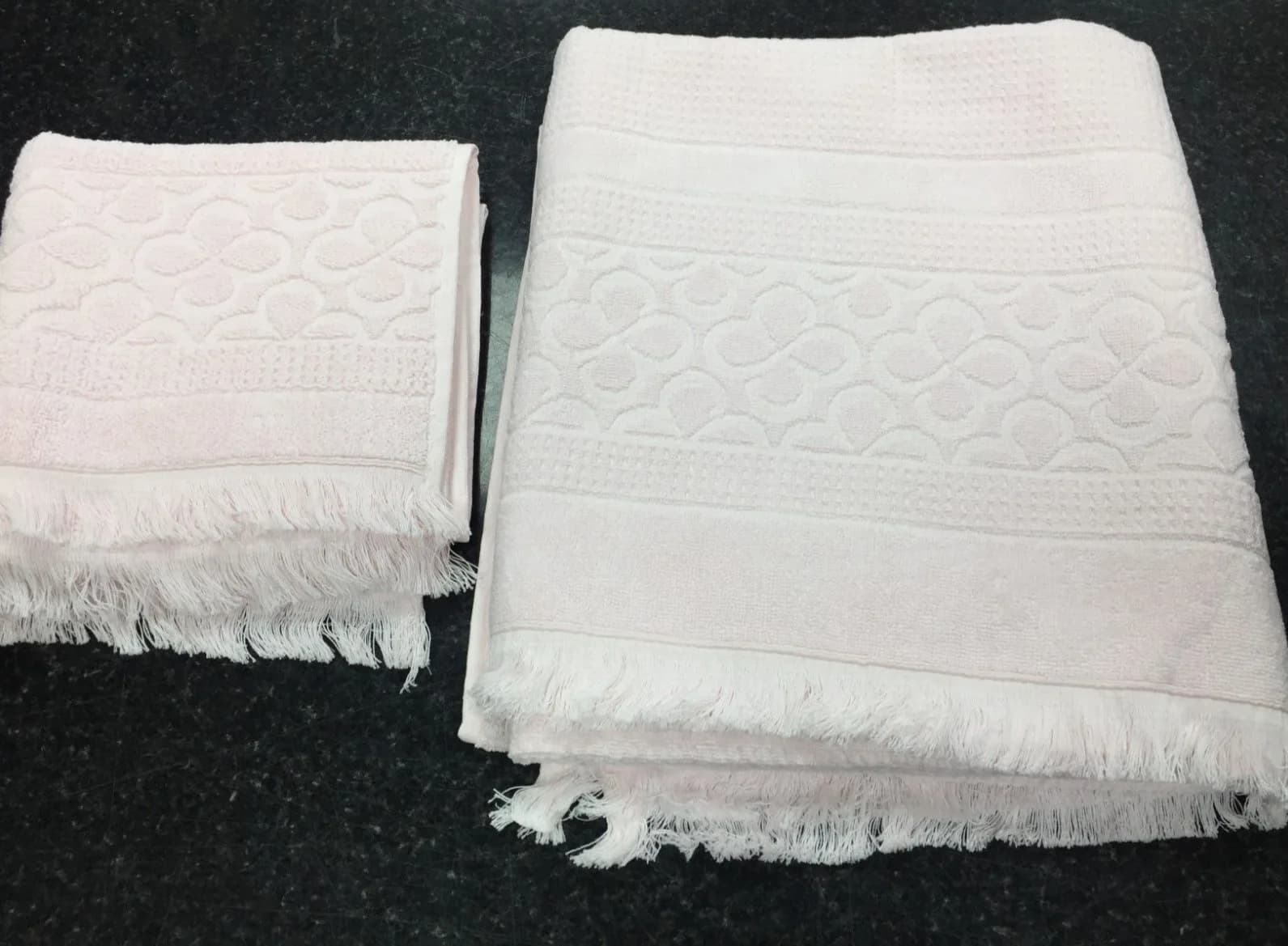 HIGH QUALITY TURKISH COTTON TOWEL SET OF 2 BATH & FACE BABY PINK