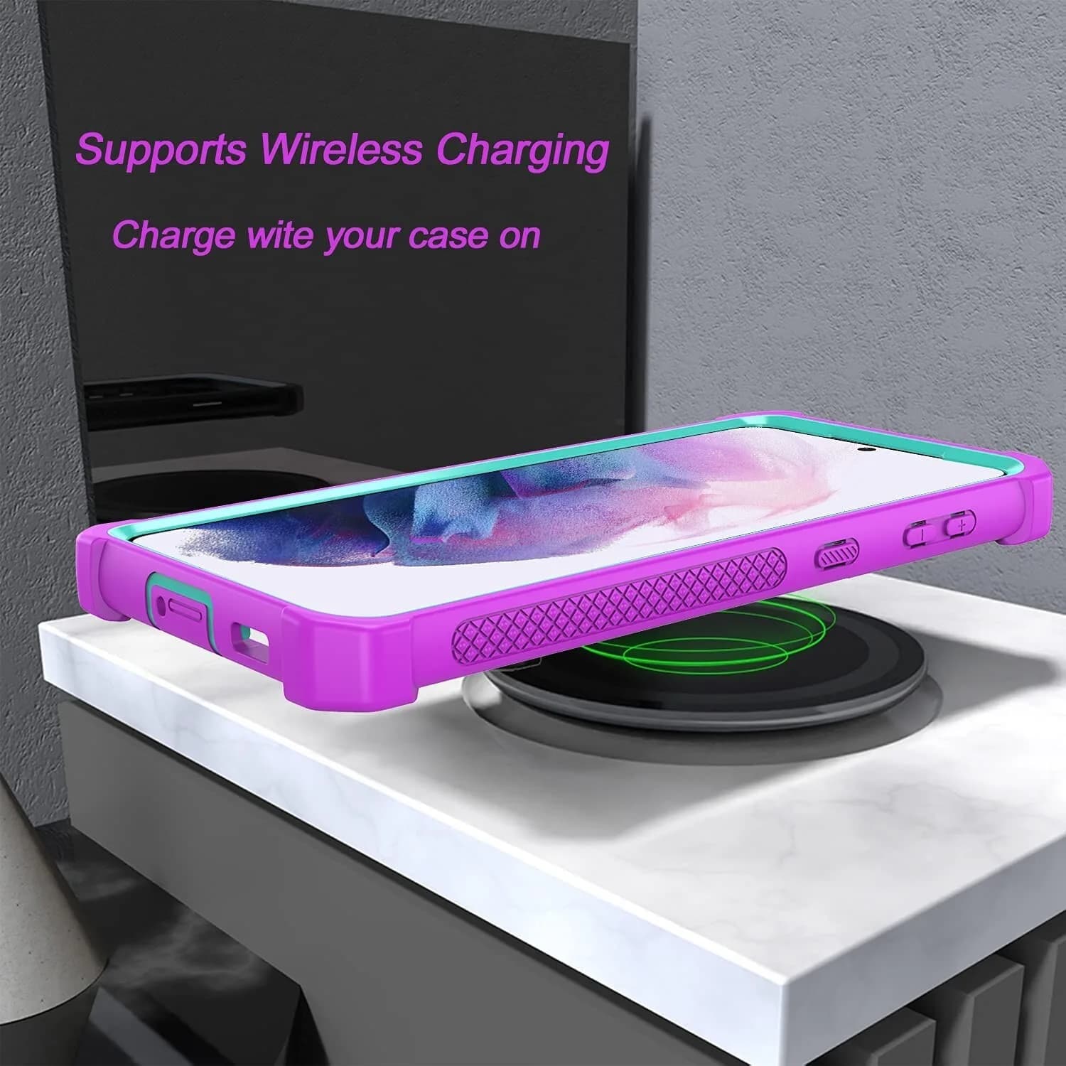MacBean Purple Back Case for Samsung Galaxy S21 with Screen Protector Sticker