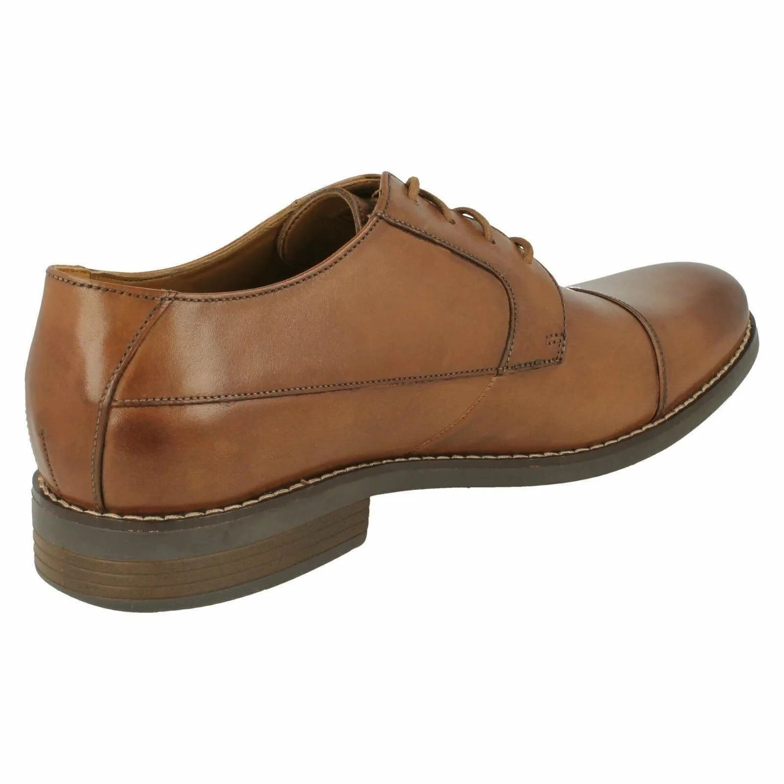 MENS CLARKS BECKEN CAP LACE UP SMART CLASSIC TOE CAP LEATHER FORMAL SHOES TAN 7H