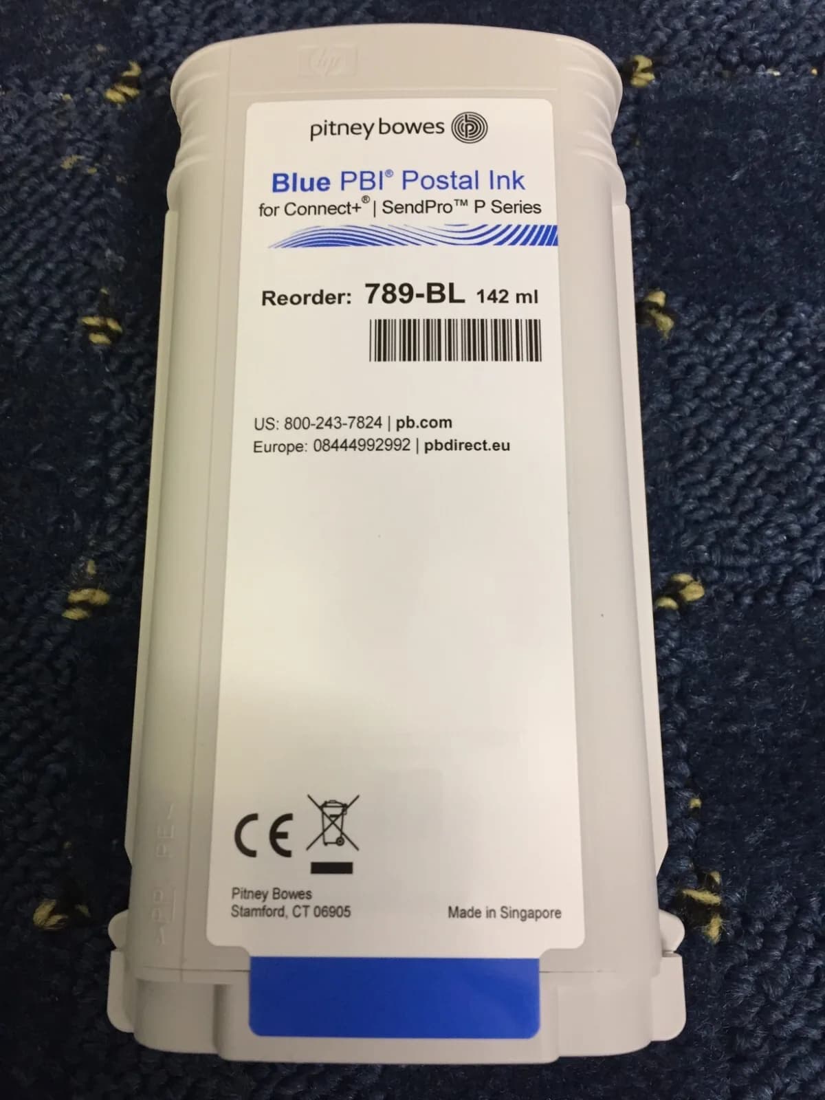 PITNEY BOWES ORIGINAL GENUINE INK CARTRIDGE BLUE 789-BL 142ML