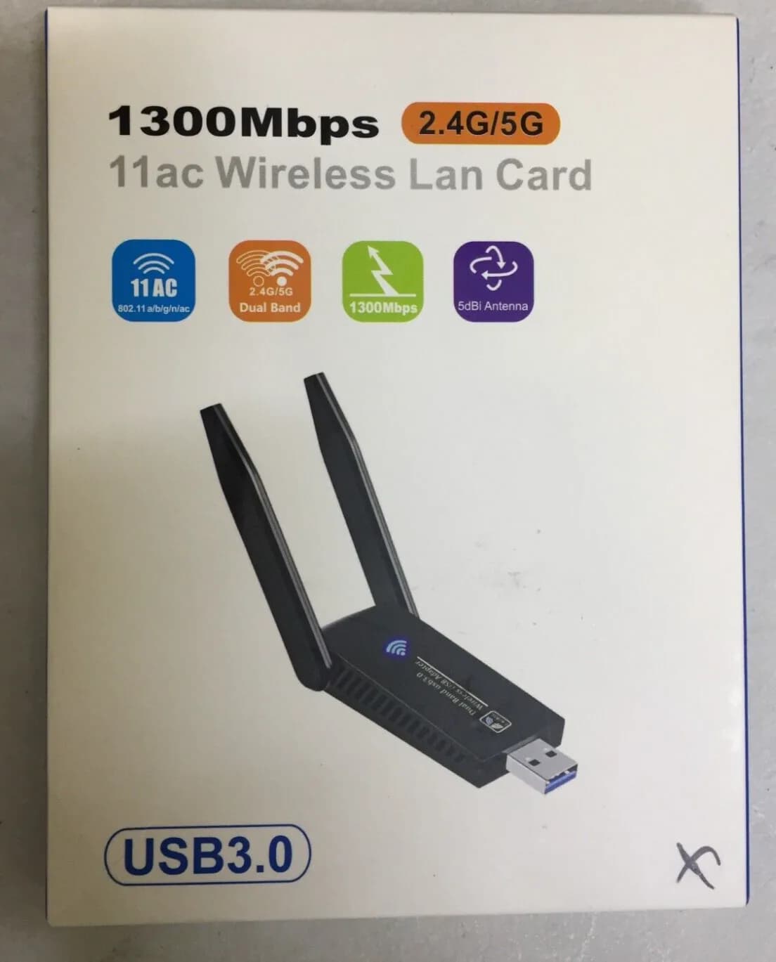 MAXESLA 1300M 2 Antennas Wifi Adapter USB 3.0 Dongle 2.4G/5G 1300 Mbps Pc/Laptop