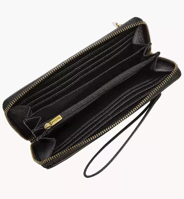 Fossil Women's Jori RFID Flap Clutch Black Wallet