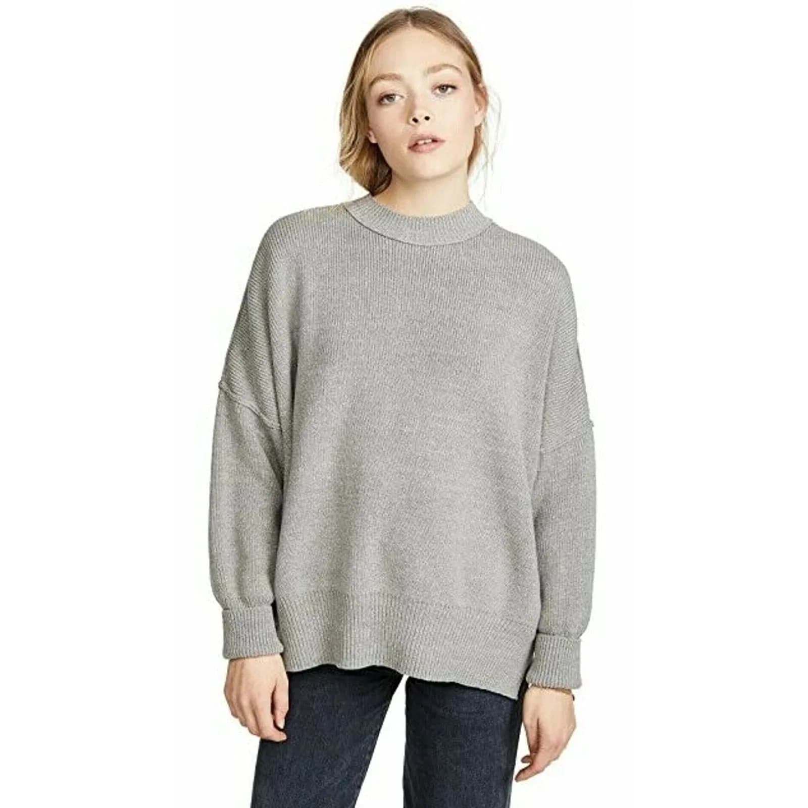 Free People Women's Easy Street Tunic Sweater Pullover Medium Gray S RRP £118