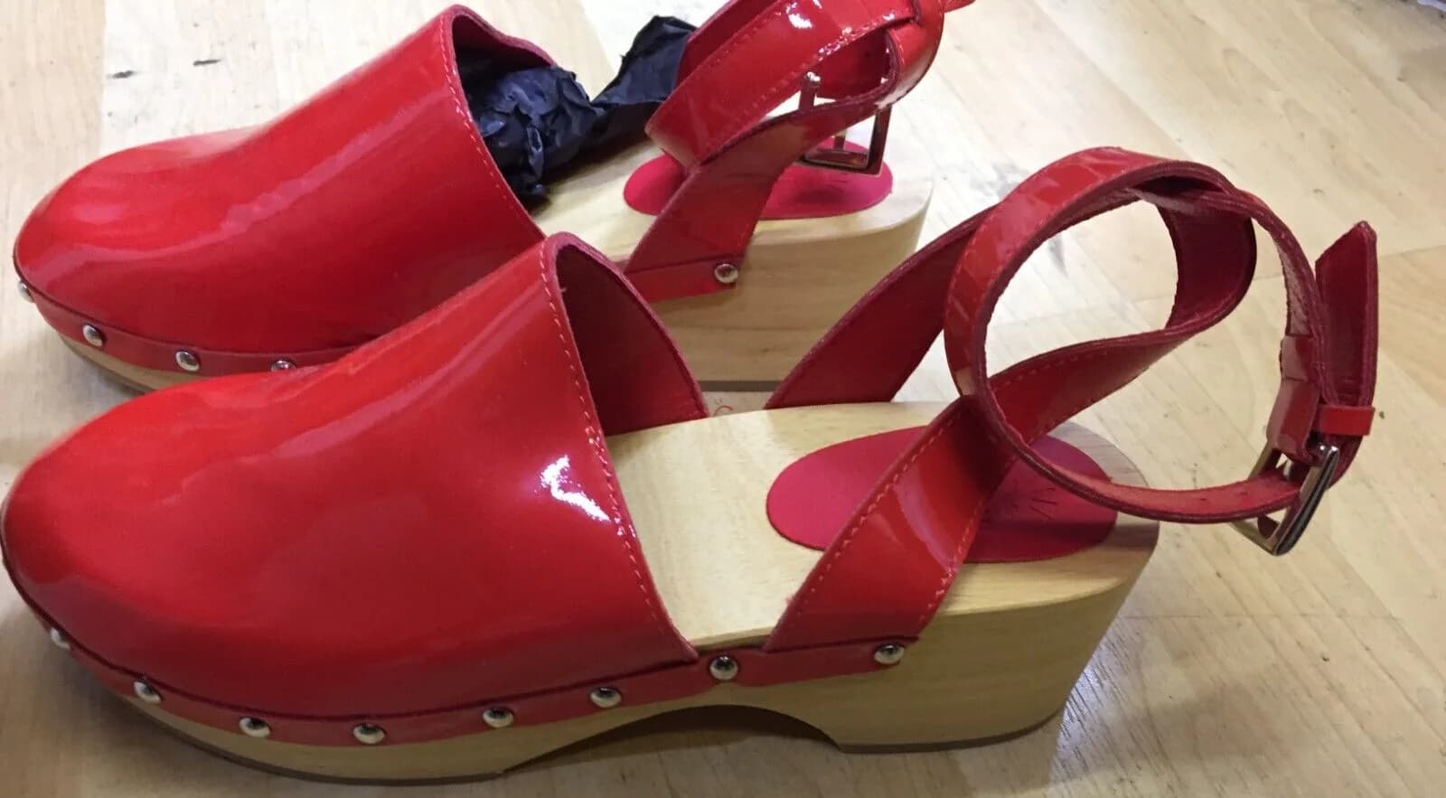 Free People X Unalira Red Leather Platform Kaia Clogs EU 39 UK 5