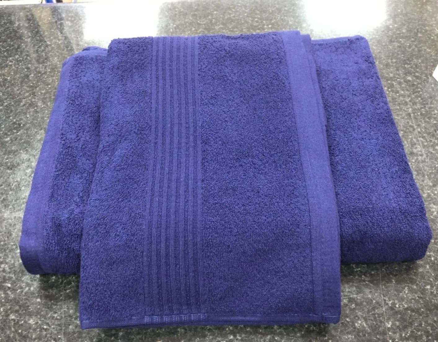 HIGH QUALITY TURKISH COTTON TOWEL SET OF 2 NAVY BLUE BATH & FACE