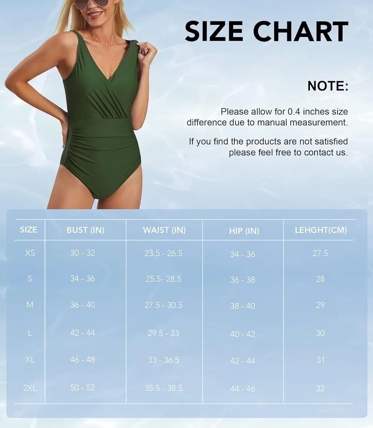 JOYSPELS Womens Swimsuits Tummy Control V Neck One Piece Bathing Suit XXL