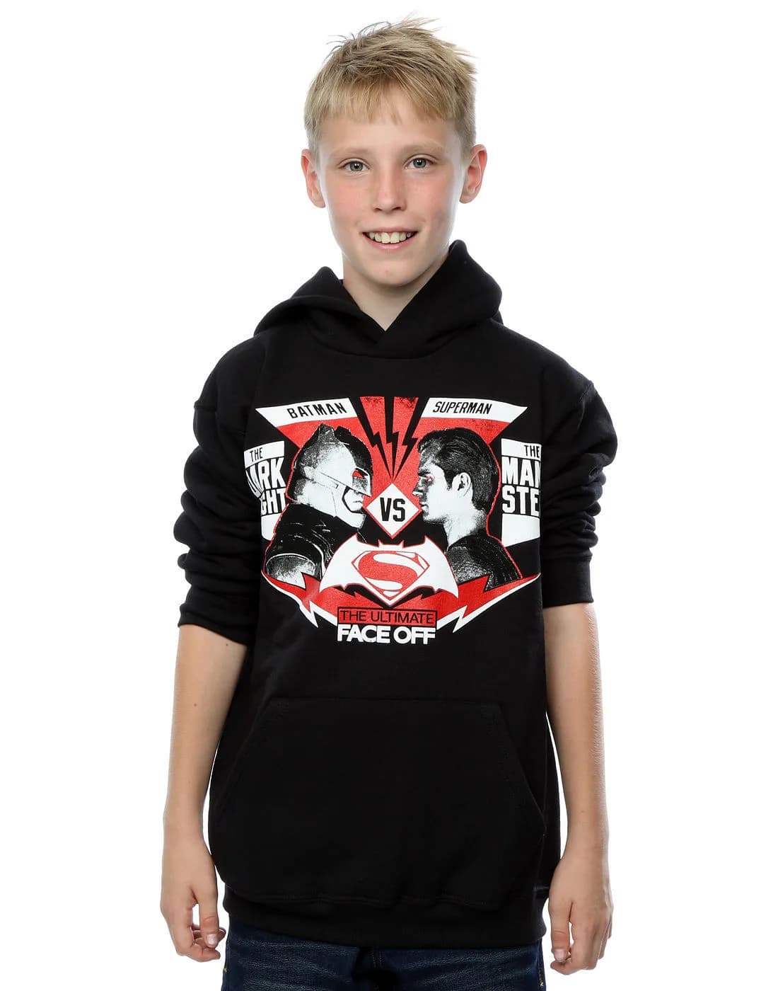DC Comics Boys Batman vs Superman Face Off Hoodie Jumper Top 7- 8 years Black