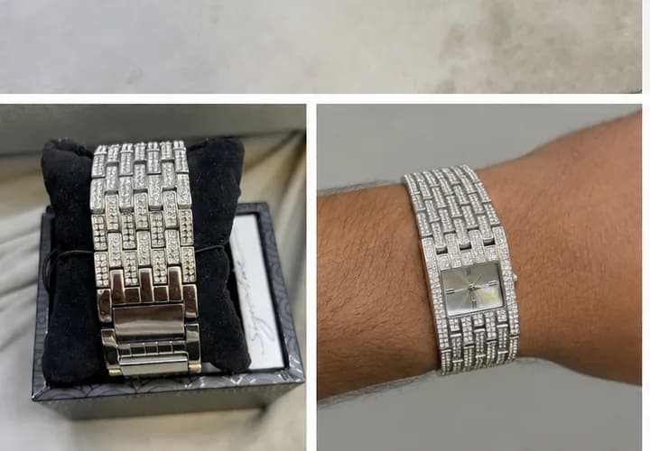 NEXT Signature Quartz Crystal Bracelet Watch – Elegant Sparkling Silver Women’s