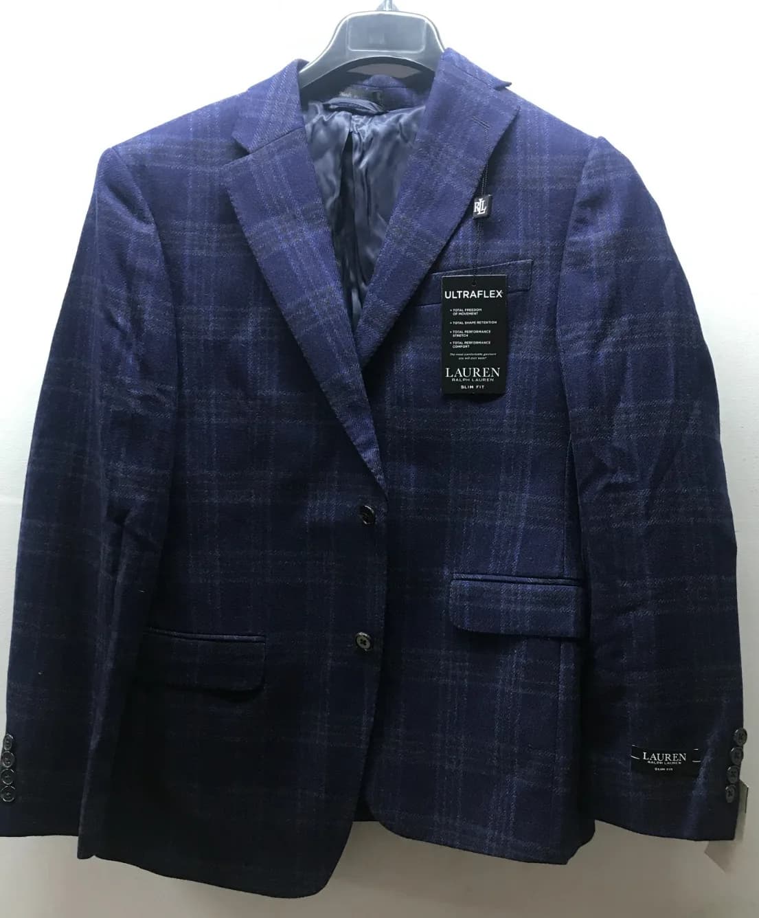 Lauren Ralph Lauren Men's Classic-Fit UltraFlex Stretch Navy Blue Plaid 38 short