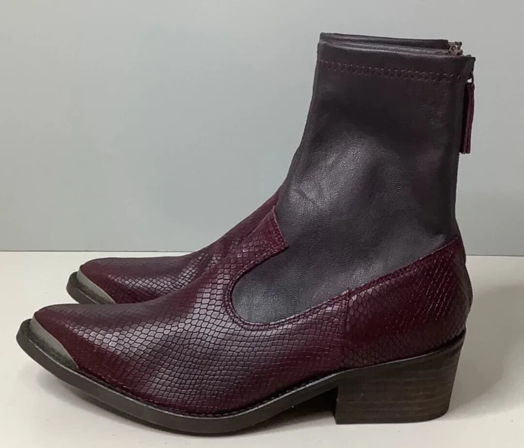 Free People Grand Teton Merlot Western Metal Toe Ankle Boots