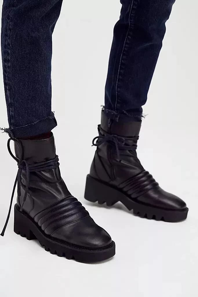 Free People Tori Padded Black Moto Boots SIZES EU 37 EU 36 UK 4 UK 3 RRP $268