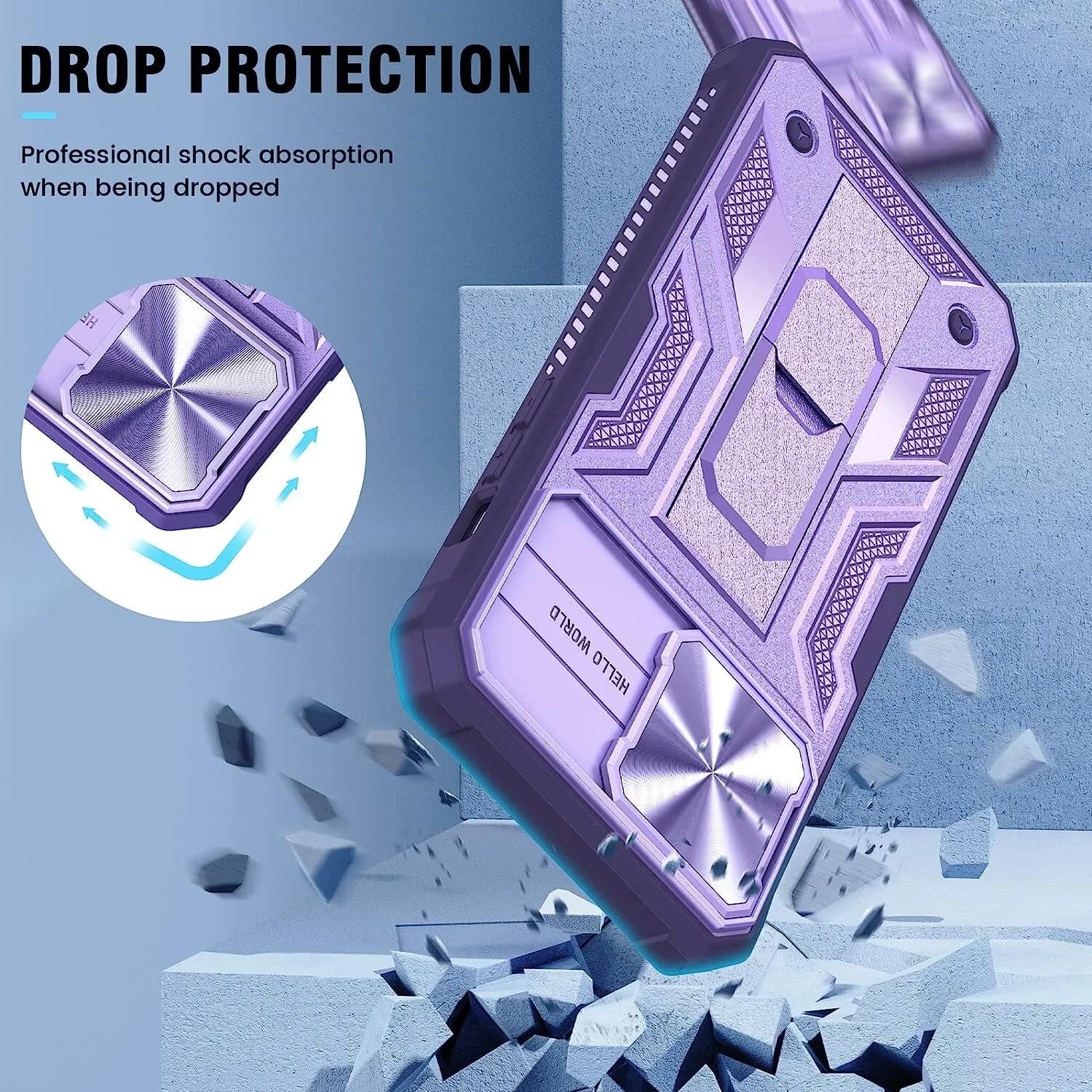 Shockproof Rugged Case For iPhone 14 Plus 6.7" Purple slide Camera Cover Kicksta
