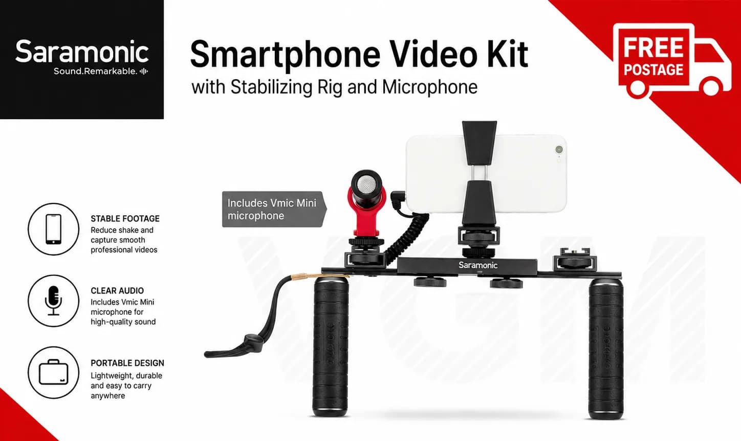 Saramonic Smartphone/Camera Vlogging and Video Production Kit with Adjustable Du