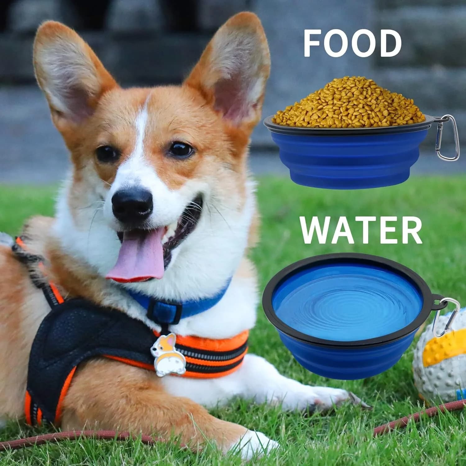Sunlotus 2 Pack 650ml Collapsible Dog Bowl Portable Feeder for Dog Pet Food Wate
