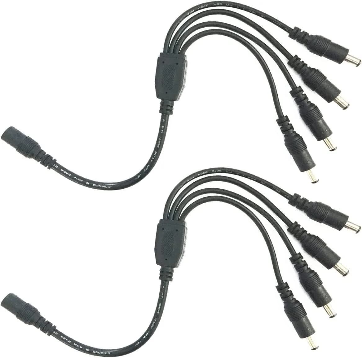 2X 12V DC 1 to 4 Way Power Supply Splitter Cable CCTV Security Camera Jack Plug