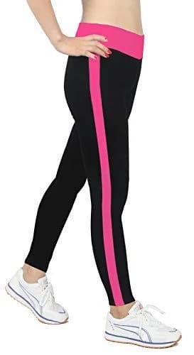 I LoveSIA Women's Tight Capri Workout Legging Black & Rose Pink
